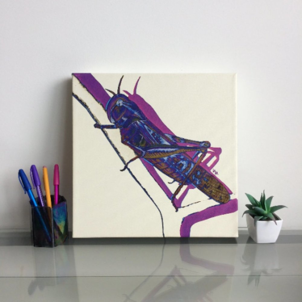Locust - Original Wall Art print on 12 x 12 canvas